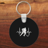 Funny Ice Hockey Player Goalie Heartbeat Hockey Fa Schlüsselanhänger (Vorderseite)