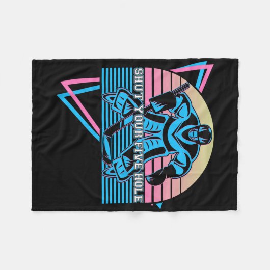 Funny Ice Hockey Retro Shut Your Five Hole Fleecedecke (Vorderseite (Horizontal))