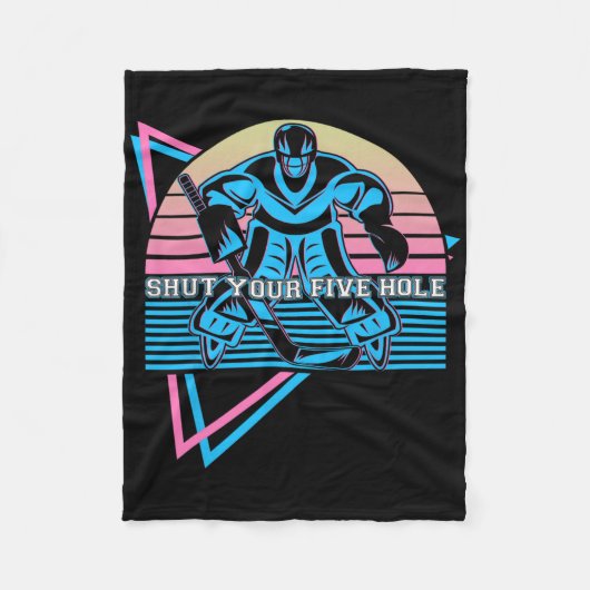 Funny Ice Hockey Retro Shut Your Five Hole  Fleecedecke (Vorderseite)