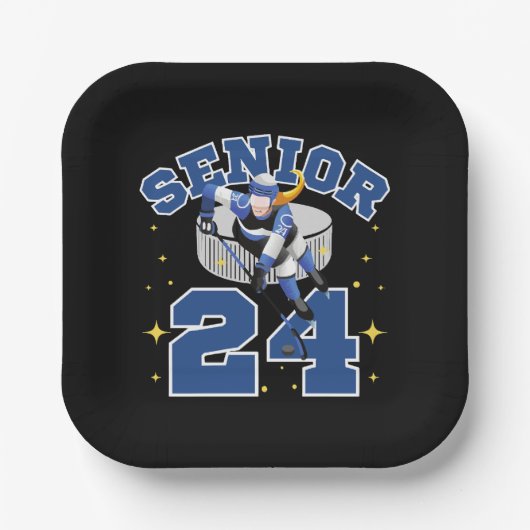 Funny Ice Hockey Senior 2024 Pappteller (Vorderseite)
