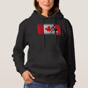 Funny Ice Hockey Spieler Ahornblatt Kanadische Fla Hoodie