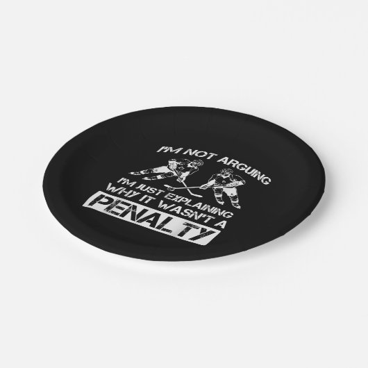 Funny Ice Hockey Spieler über Bully Penalty Pappteller (Schrägansicht)