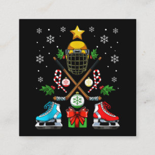 Funny Ice Hockey Weihnachtsschmuck Tree Xmas Boys Quadratische Visitenkarte