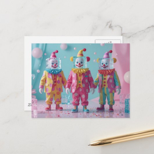 Funny icecube clowns  postkarte (Vorderseite/Rückseite Beispiel)