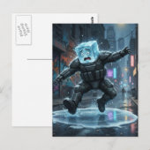 Funny icecube falling on ice  postkarte (Vorne/Hinten)
