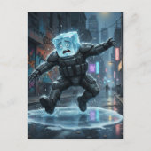 Funny icecube falling on ice  postkarte (Vorderseite)