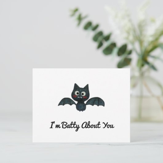 Funny, ich bin Batty über dich Bat Valentine mit N Postkarte (Stehend Vorderseite)