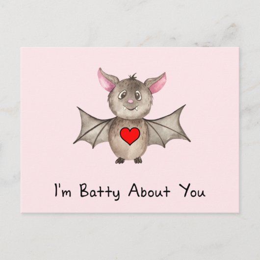 Funny ich bin Batty über Sie Valentine Wasserfarbe Postkarte (Vorderseite)