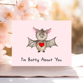 Funny ich bin Batty über Sie Valentine Wasserfarbe Postkarte