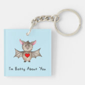 Funny ich bin Batty über Sie Valentine Wasserfarbe Schlüsselanhänger (Rückseite)