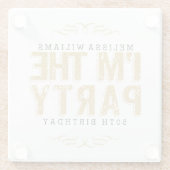 Funny, ich bin das Party in Gold Glitzer glücklich Glasuntersetzer (Rückseite)