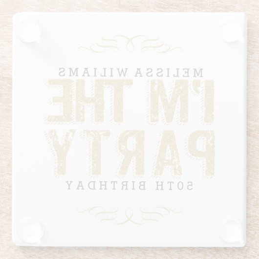 Funny, ich bin das Party in Gold Glitzer glücklich Glasuntersetzer (Rückseite)