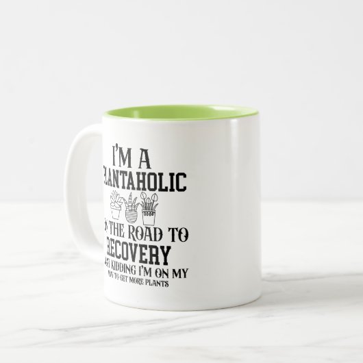 Funny, ich bin ein Plantaholiker Zweifarbige Tasse (Vorderseite Links)