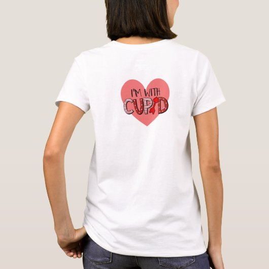 Funny ich bin mit Cupid Extravaganten Script Rosa T-Shirt (Rückseite)