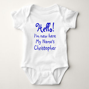 Funny, ich bin neu hier personalisierter Text Baby Strampler
