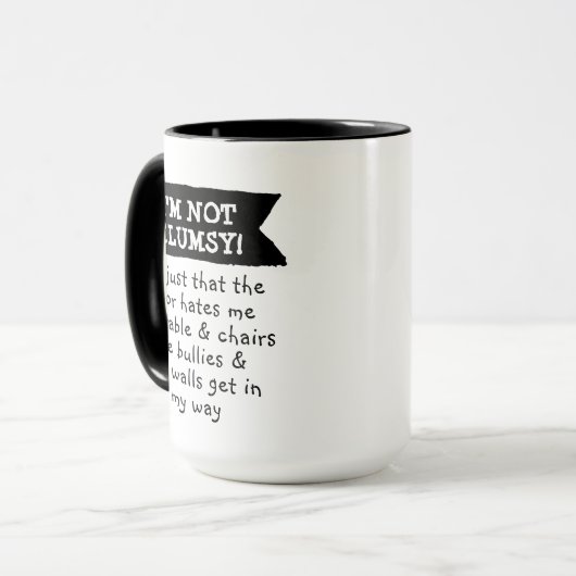 Funny, ich bin nicht unbeholfen tasse (Vorderseite Links)