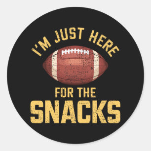Funny ich bin nur hier für die Snacks Football 1 Runder Aufkleber