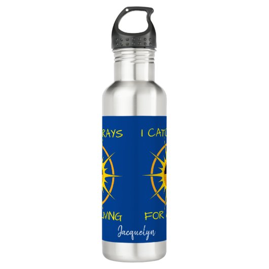 Funny ich fange Rays für ein Leben Edelstahlflasche (Vorderseite)