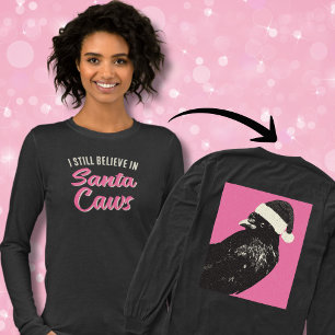 Funny ich glaube Santa Caws Weihnachten lange Ärme Tri-Blend Shirt