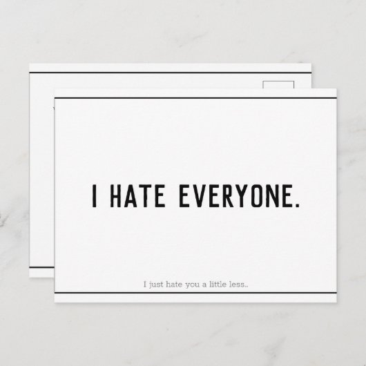 Funny ich Hasse Sie Valentines Postcard Einladungspostkarte (Vorne/Hinten)