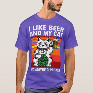 Funny Ich mag Biere meine Katze und vielleicht 3 L T-Shirt