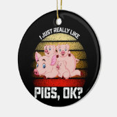 Funny, ich mag Schweinefleisch echt. Keramik Ornament (Links)