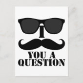 Funny ich Mustache Ihnen eine Frage schwarze Sonne Postkarte (Vorderseite)