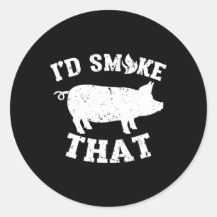 Funny, ich rauche das Schwein Schwein Vintag Barbe Runder Aufkleber