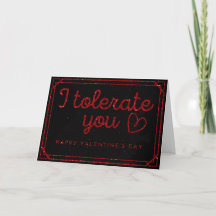 Funny ich toleriere Sie Glitzer Valentine Card