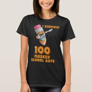 Funny ich überlebte 100 Maskierte Schultage Cool D T-Shirt