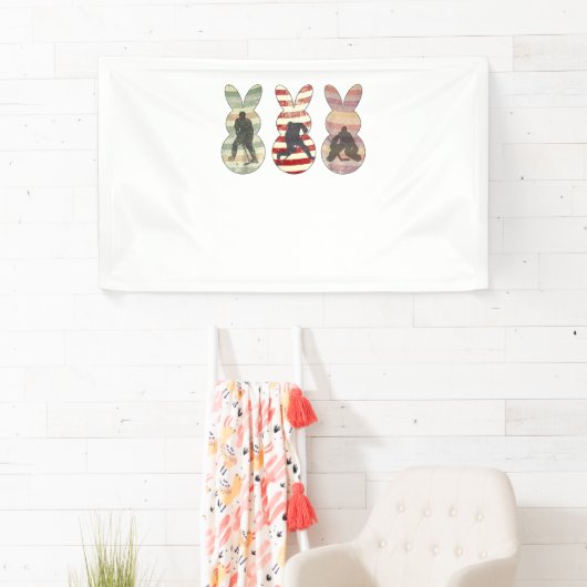 Funny Ickey Hockey Sport Oster Sonnige Kaninchen E Banner (Insitu)