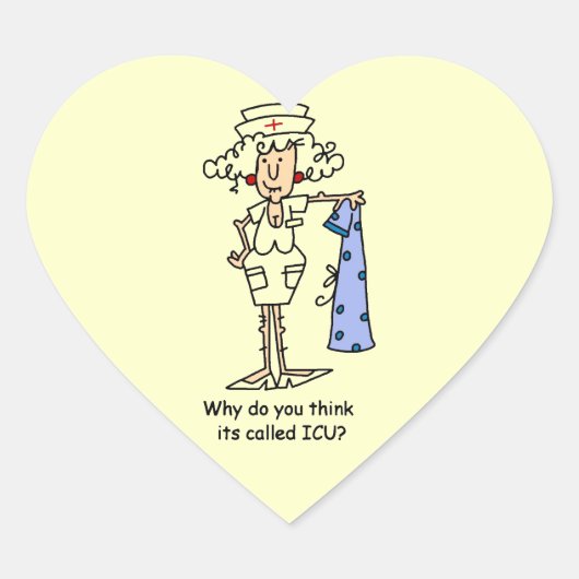 Funny ICU Nurse T - Shirt und Geschenke Herz-Aufkleber (Vorderseite)