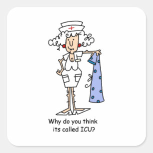 Funny ICU Nurse T - Shirt und Geschenke Quadratischer Aufkleber