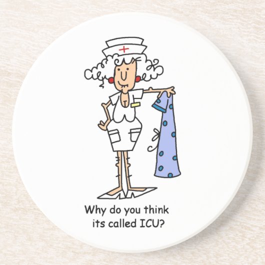 Funny ICU Nurse T - Shirt und Geschenke Sandstein Untersetzer (Vorne)