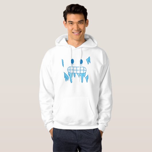 Funny Icy Cold Face Halloween Freezing Emoji Hoodie (Vorne ganz)