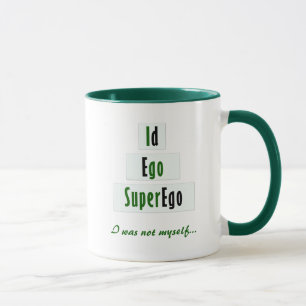 Funny Id, Ego und Superego Theorie, grün und schwa Tasse
