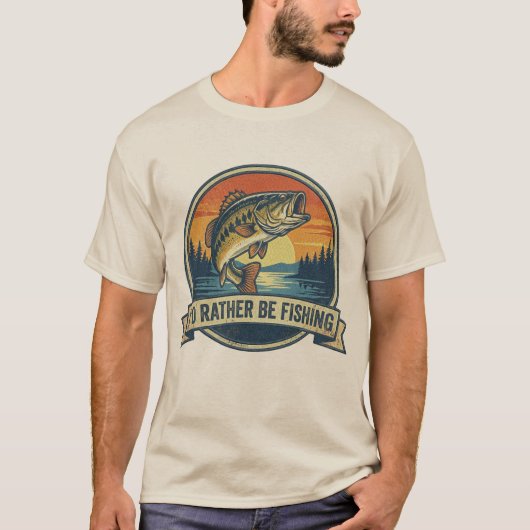 Funny I'd Rather Be Fishing T-Shirt (Vorderseite)