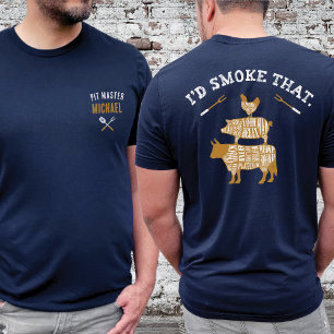 Funny Id raucht den Individuelle Name Navy Grillin T-Shirt