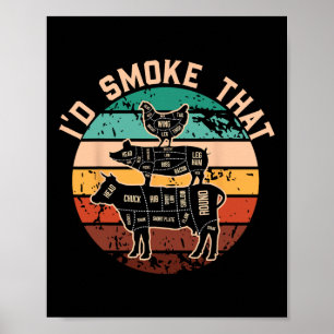 Funny Id raucht dieses lustige Barbecue Retro Gril Poster