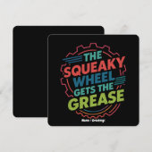 Funny Idiom Retro Squeaky Wheel lässt Fett Einladung (Vorne/Hinten)