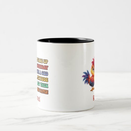 Funny "Idiots Happen" Angry Rooster Personalisiert Zweifarbige Tasse (Mittel)