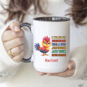 Funny "Idiots Happen" Angry Rooster Personalisiert Zweifarbige Tasse