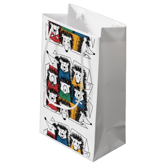 Funny Igel Abstraktes Muster Kleine Geschenktüte (Rückseite Schrägansicht)