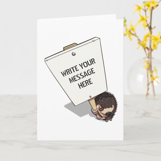 Funny Igel Cartoon Protestor mit Platz Karte (Gelbe Blume)