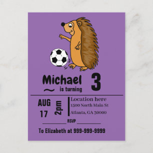 Funny Igel Playing Fußball Geburtstagsparty Einladungspostkarte