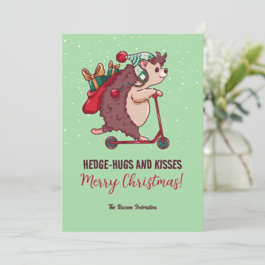 Funny Igel Winterurlaub Frohe Weihnachten (Stehend Vorderseite)