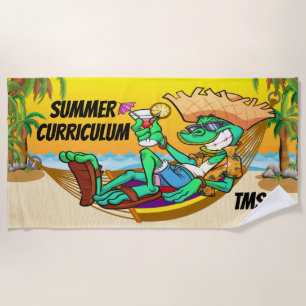 Funny Iguana School / Teacher Beach Handtuch