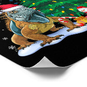 Funny Iguana Xmas Tree Lights Reindeer Hat Christm Poster (Ecke)