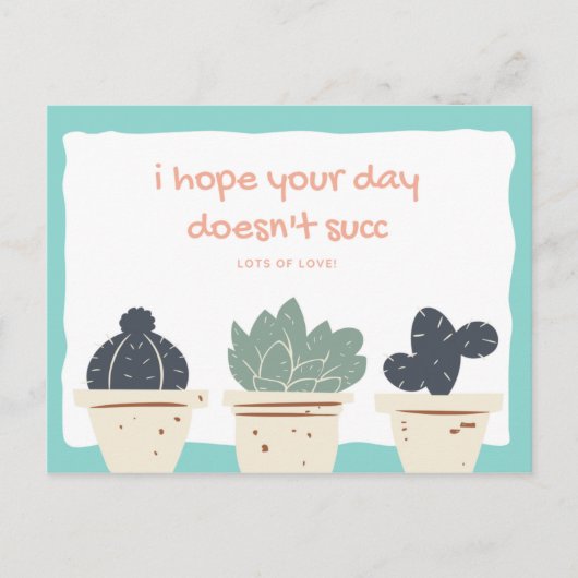 Funny Illustration Succulent Postkarte (Vorderseite)
