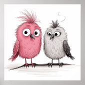 Funny illustriert Birds Poster (Vorne)